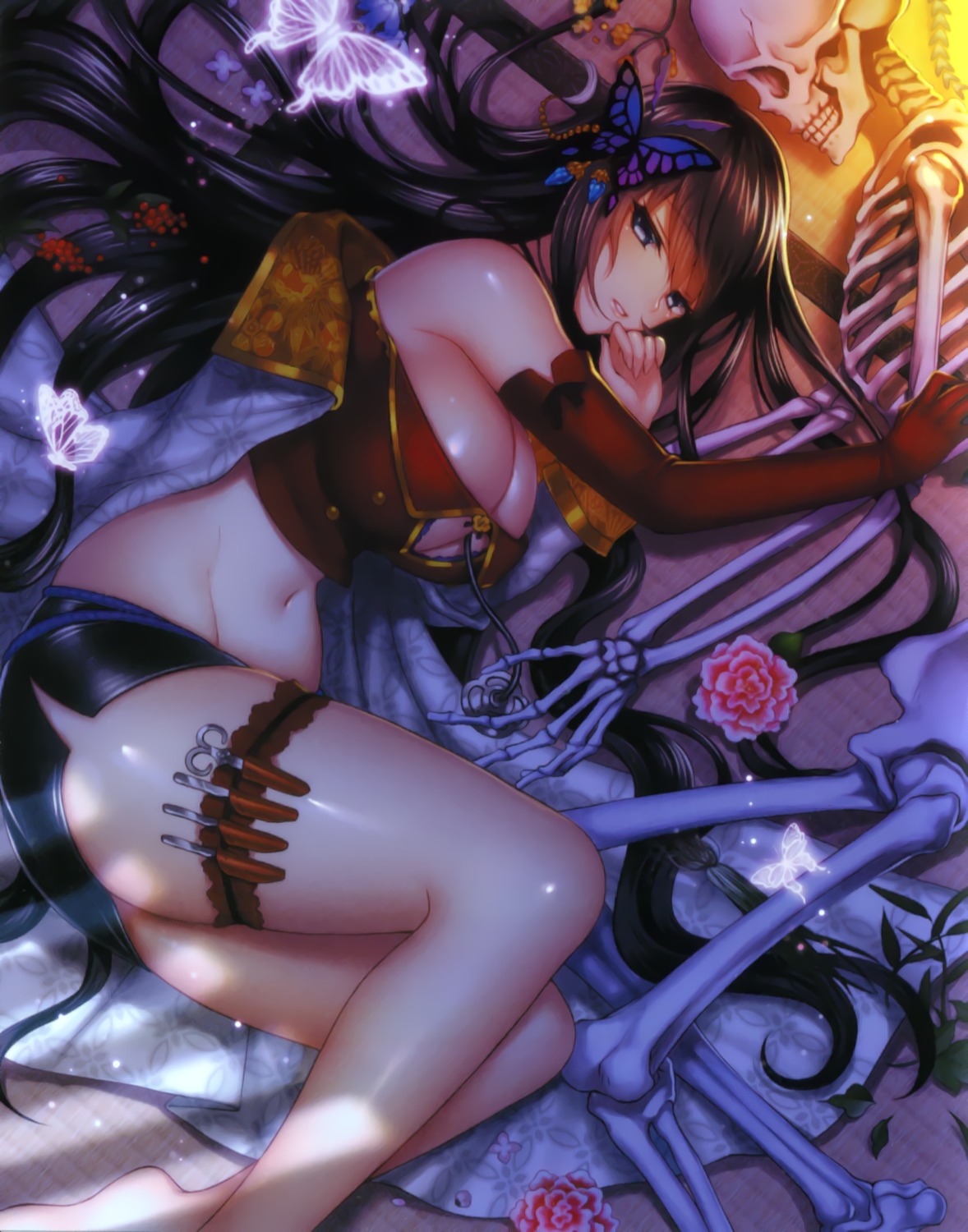 cleavage garter kimono kurao sengoku_bushouki_muramasa yakuin_zensou