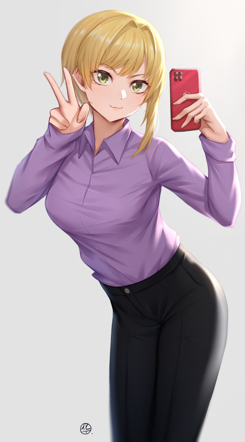 dress_shirt hua-j miyamoto_frederica selfie the_idolm@ster the_idolm@ster_cinderella_girls