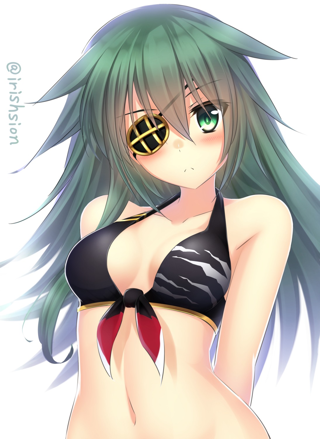 bikini_top cleavage eyepatch irishsion kantai_collection kiso_(kancolle) swimsuits