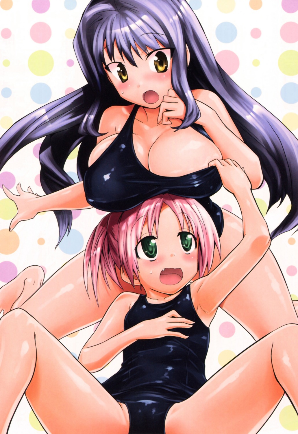 breast_hold cameltoe cleavage erect_nipples loli school_swimsuit swimsuits tenkla undressing yomeiro_choice