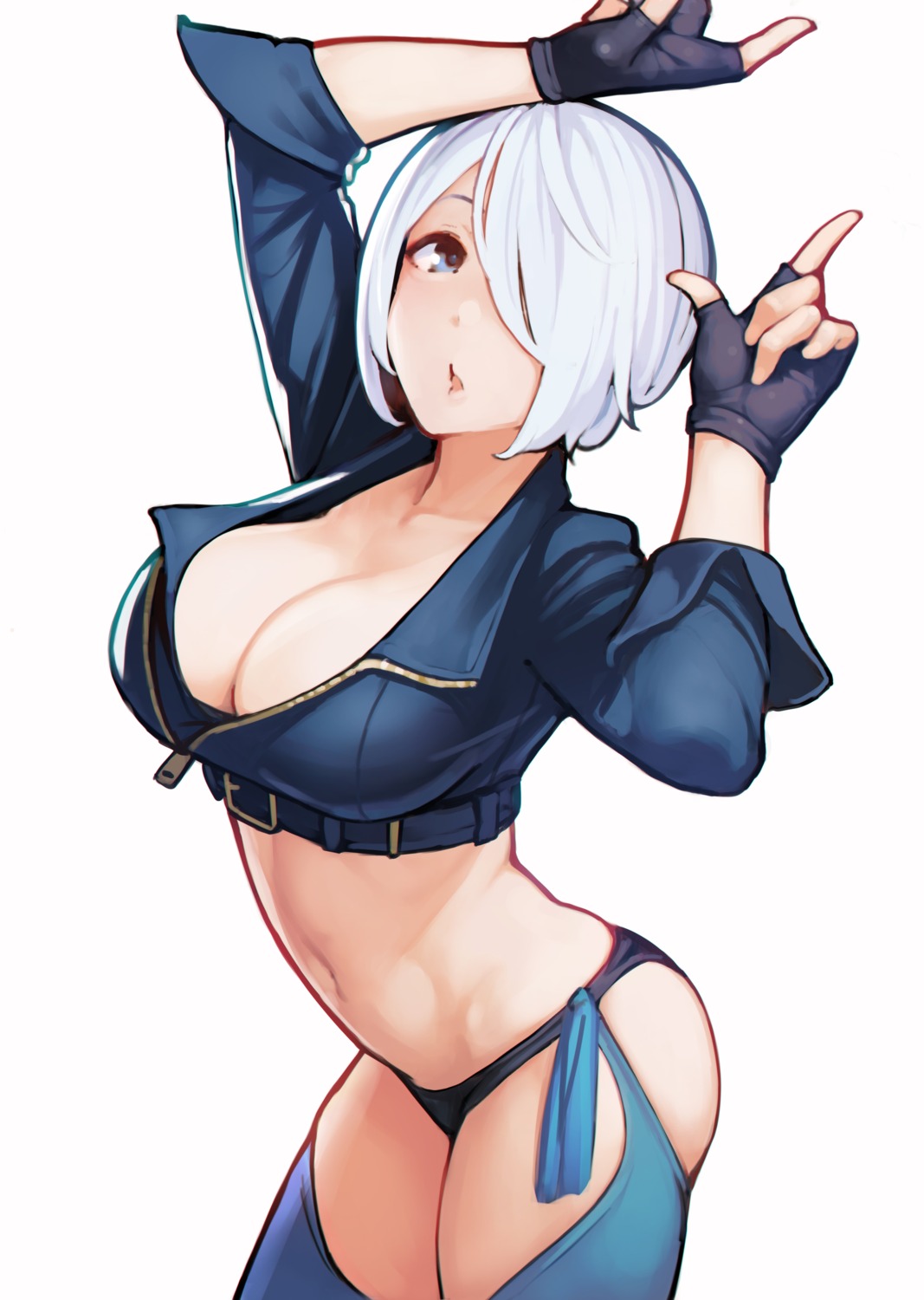 angel_(kof) ataruman king_of_fighters no_bra open_shirt pantsu stockings thighhighs