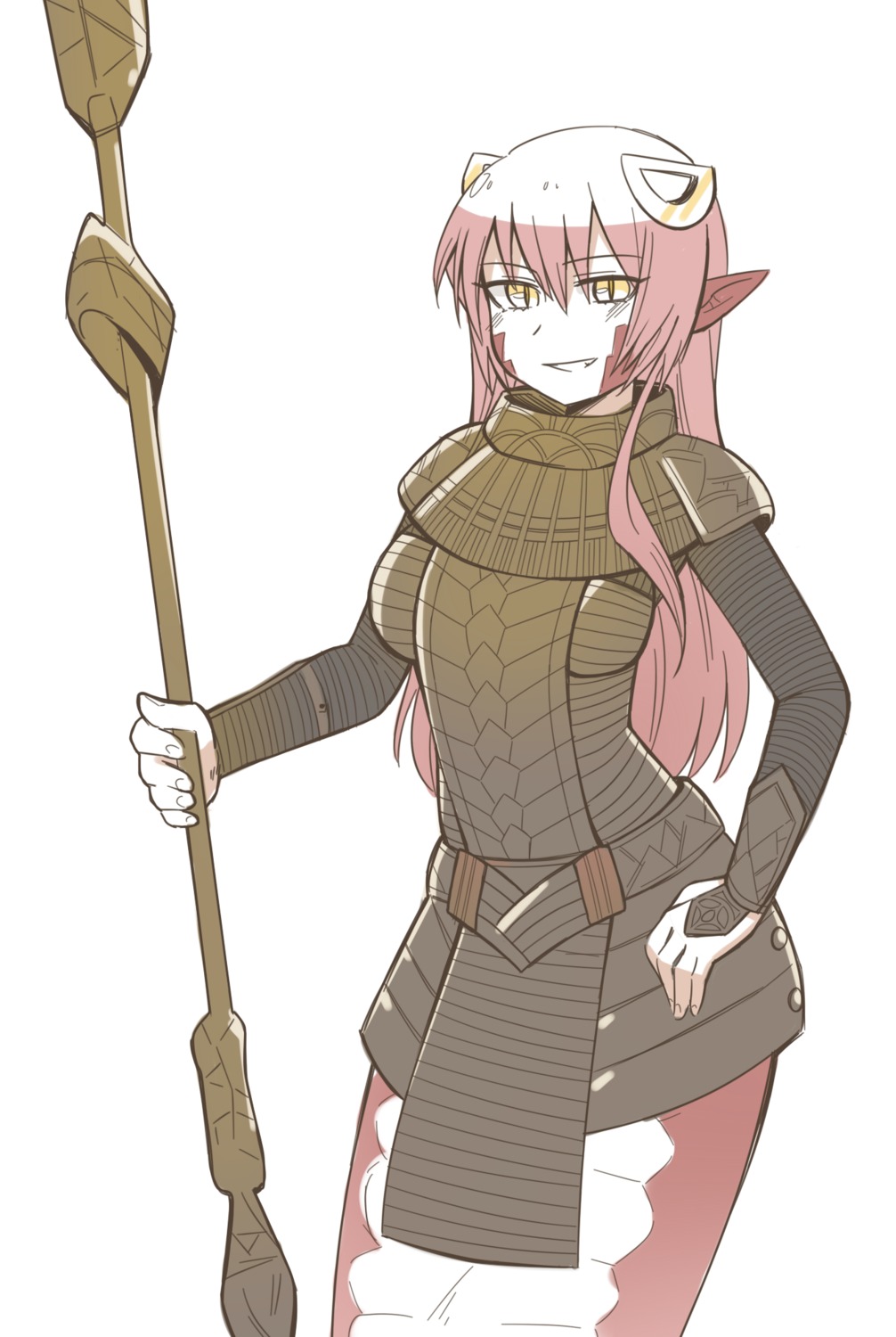 armor catmouth cosplay miia_(monster_musume) monster_girl monster_musume_no_iru_nichijou pointy_ears stargate weapon