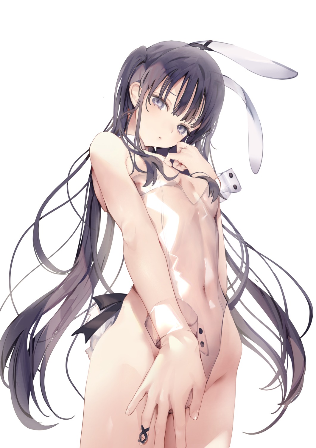 animal_ears breast_hold bunny_ears bunny_girl iijima_masashi no_bra nopan see_through tail