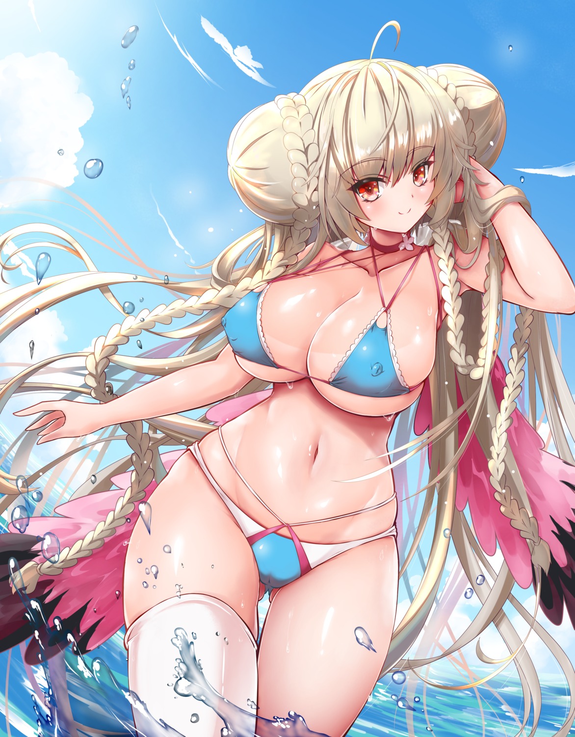 azur_lane bikini erect_nipples formidable_(azur_lane) raranokusu swimsuits thighhighs