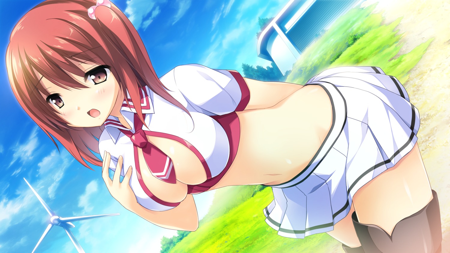 cleavage game_cg himegi_ageha kono_oozora_ni_tsubasa_wo_hirogete motoi_ayumu pulltop thighhighs