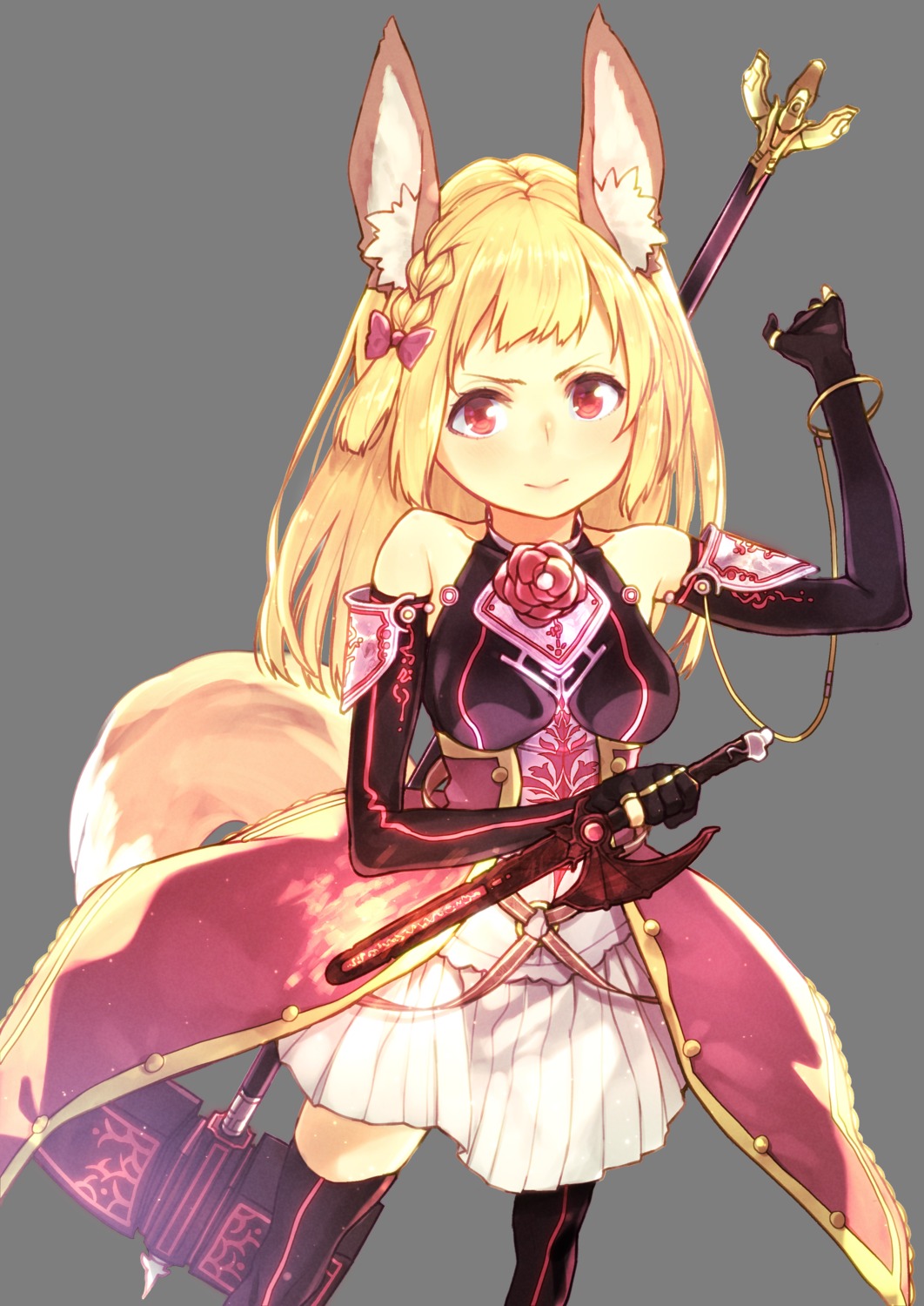 animal_ears armor subachi tail thighhighs transparent_png weapon
