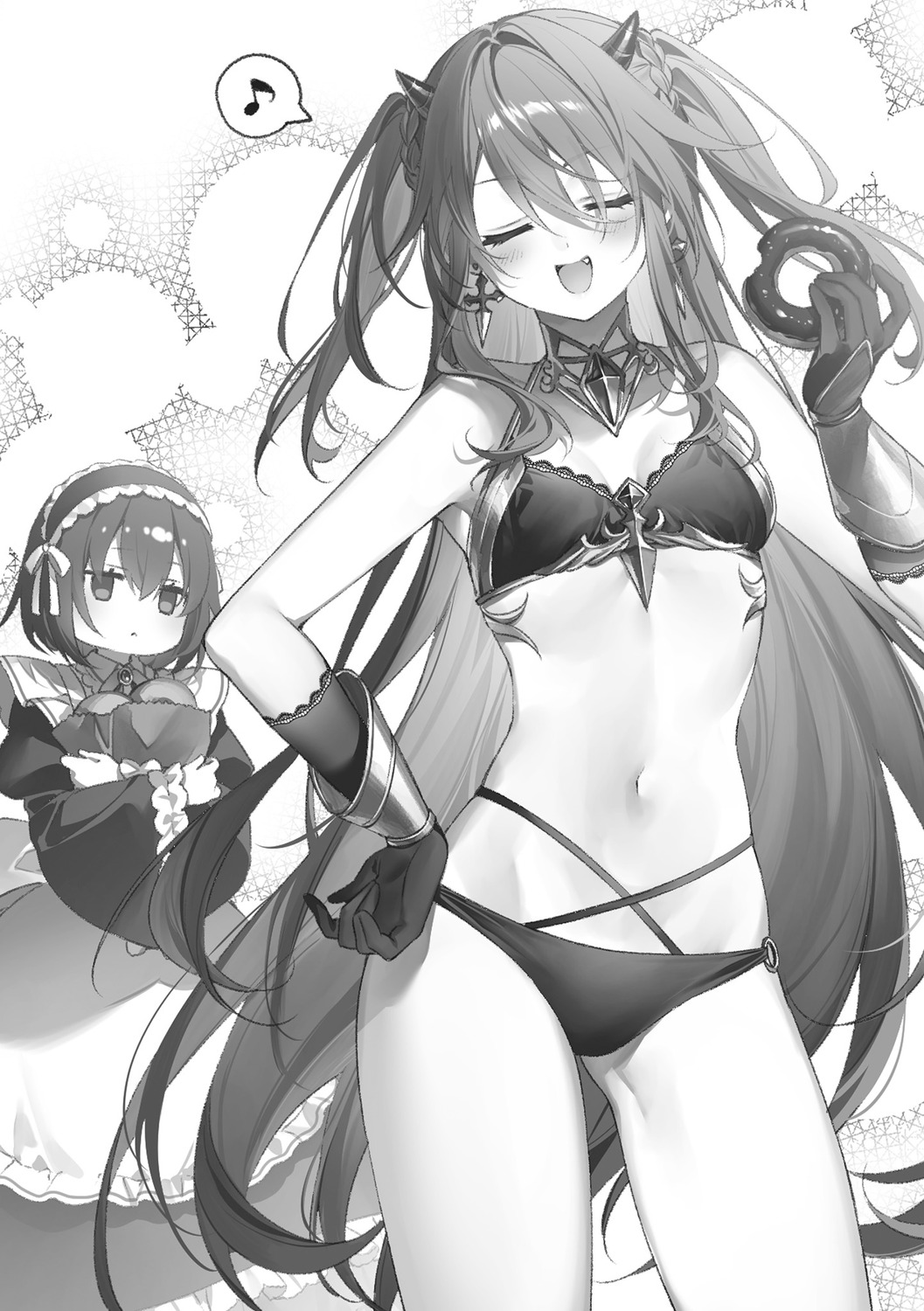 bikini horns maid monochrome seiken_gakuin_no_maken_tsukai shary_shadow_assassin swimsuits toosaka_asagi veira