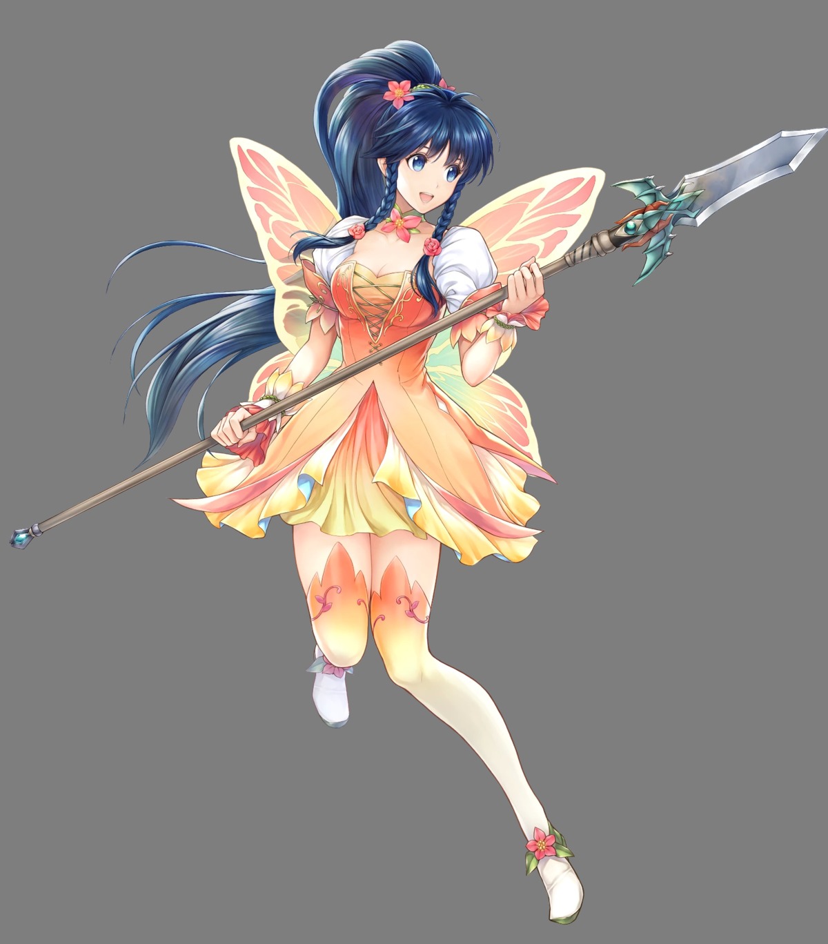 cleavage dress fairy fire_emblem fire_emblem:_seima_no_kouseki fire_emblem_heroes nintendo tana_(fire_emblem) thighhighs weapon wings yamada_koutarou