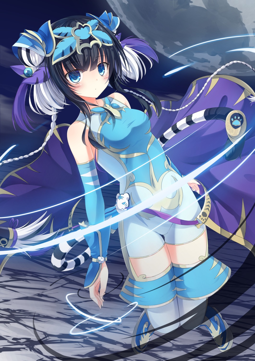 haku_(puzzle_&_dragons) kurenai_rimu puzzle_&_dragons thighhighs