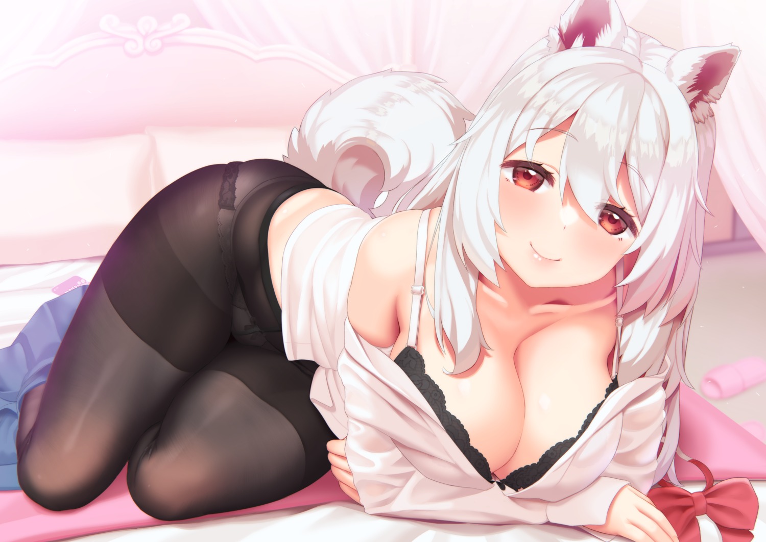 animal_ears bra open_shirt pantsu pantyhose tachimi_(basue) tail