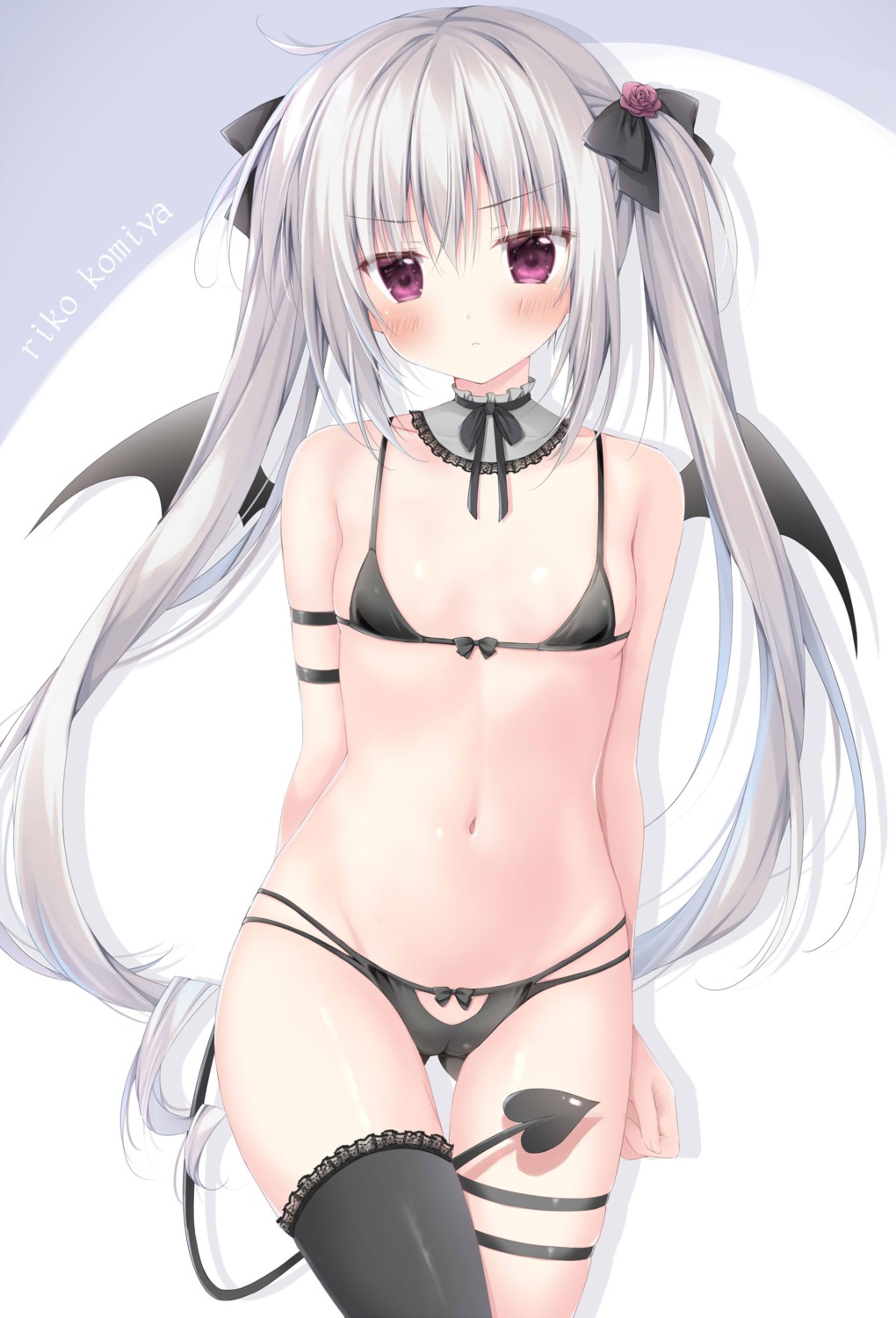 bikini cameltoe devil garter hakoniwa_no_gakuen komiya_rio korie_riko swimsuits tail thighhighs wings