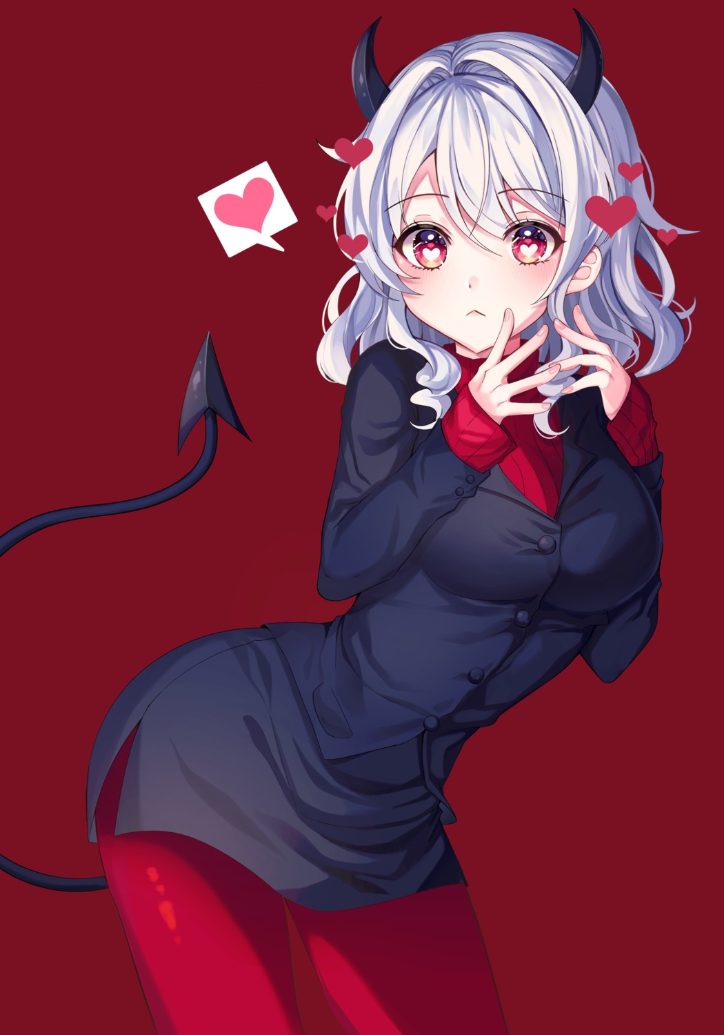 business_suit helltaker horns modeus_(helltaker) pantyhose sweater tail tess_(88884)