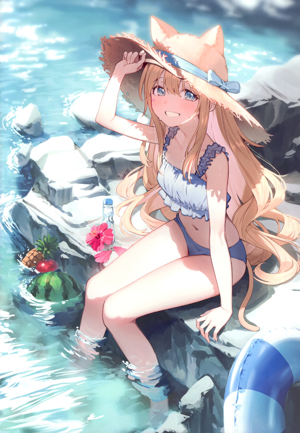 animal_ears bikini nyum swimsuits tail wet