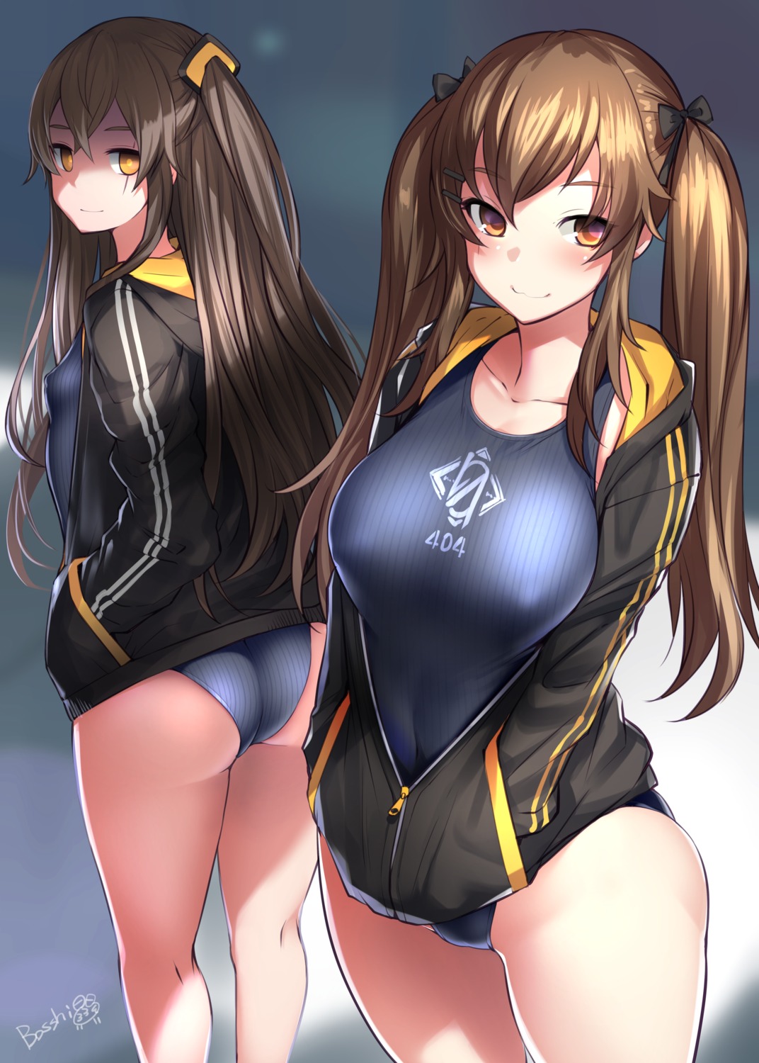 ass bosshi erect_nipples girls_frontline swimsuits ump45_(girls_frontline) ump9_(girls_frontline)