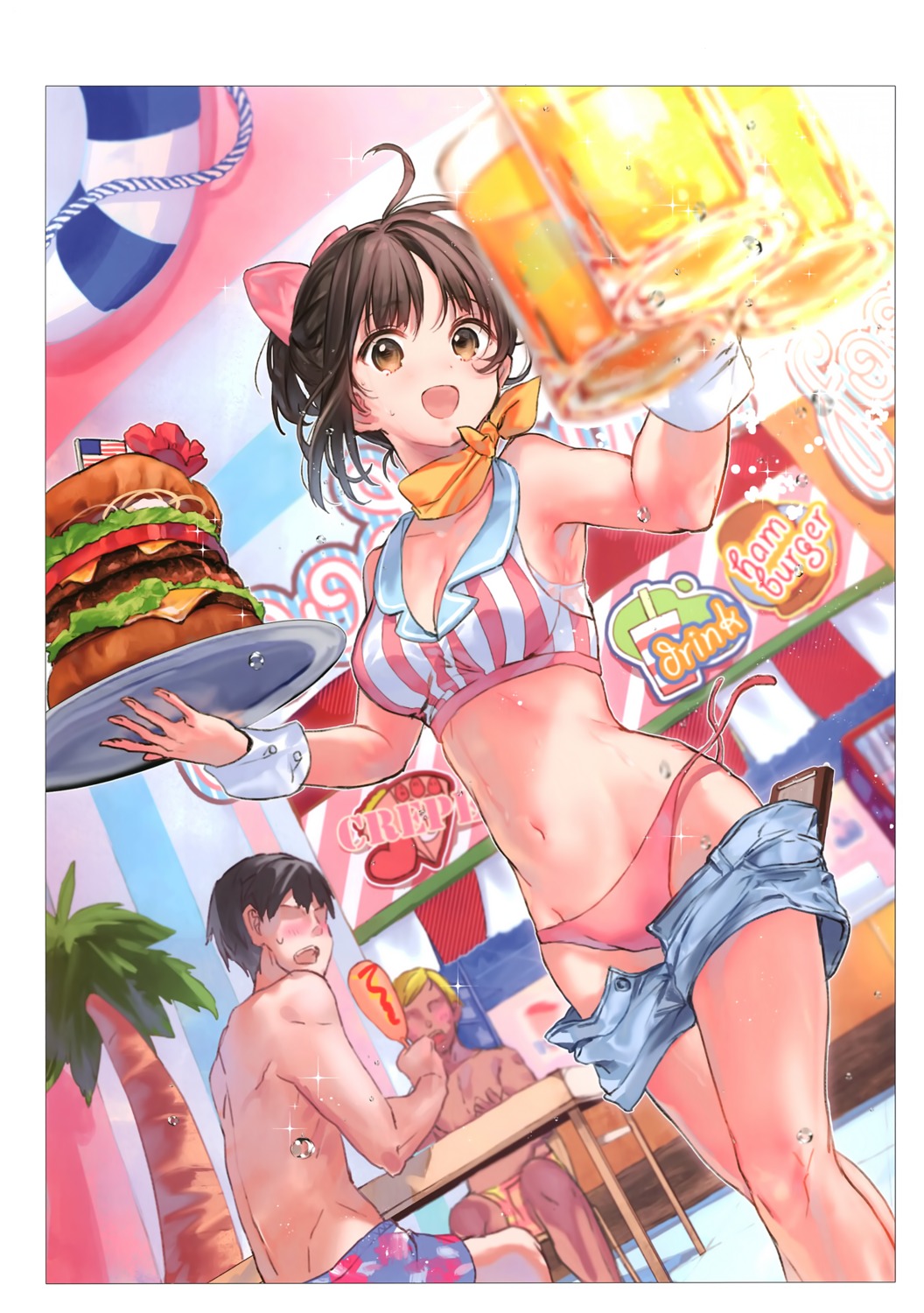 bikini cleavage hanekoto swimsuits waitress