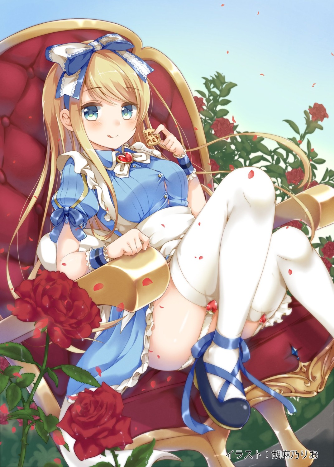 alice alice_in_wonderland dress emori_miku_project emu_alice gomano_rio heels stockings thighhighs