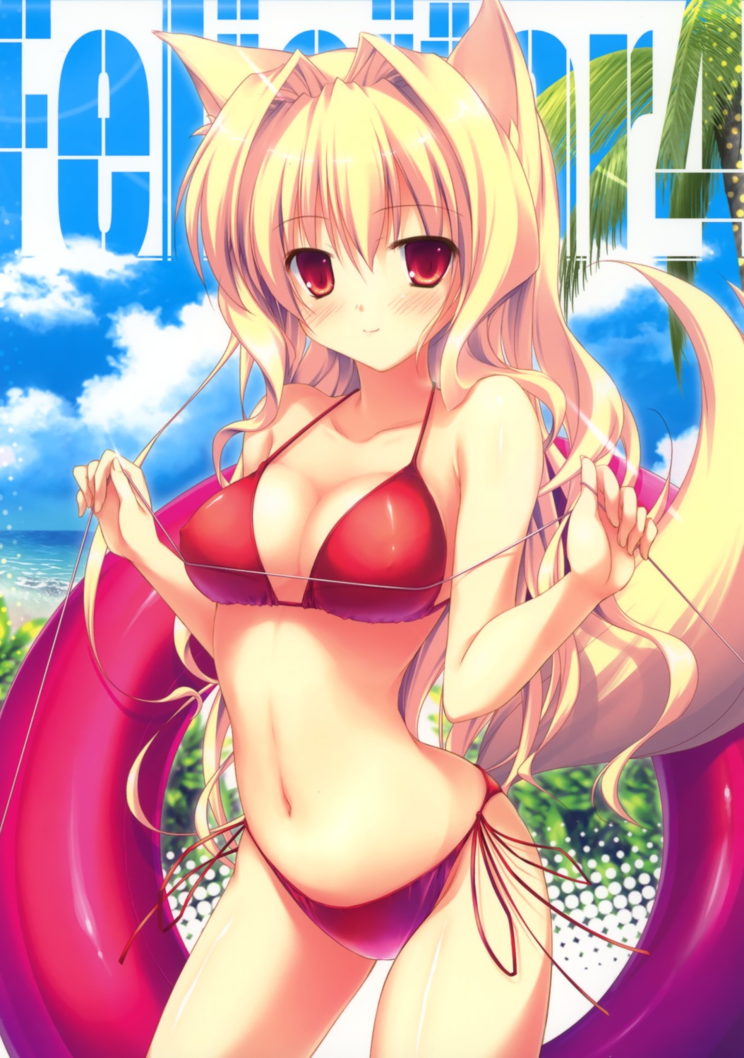 animal_ears bikini cleavage empathy fujisaki_rei nekomimi swimsuits