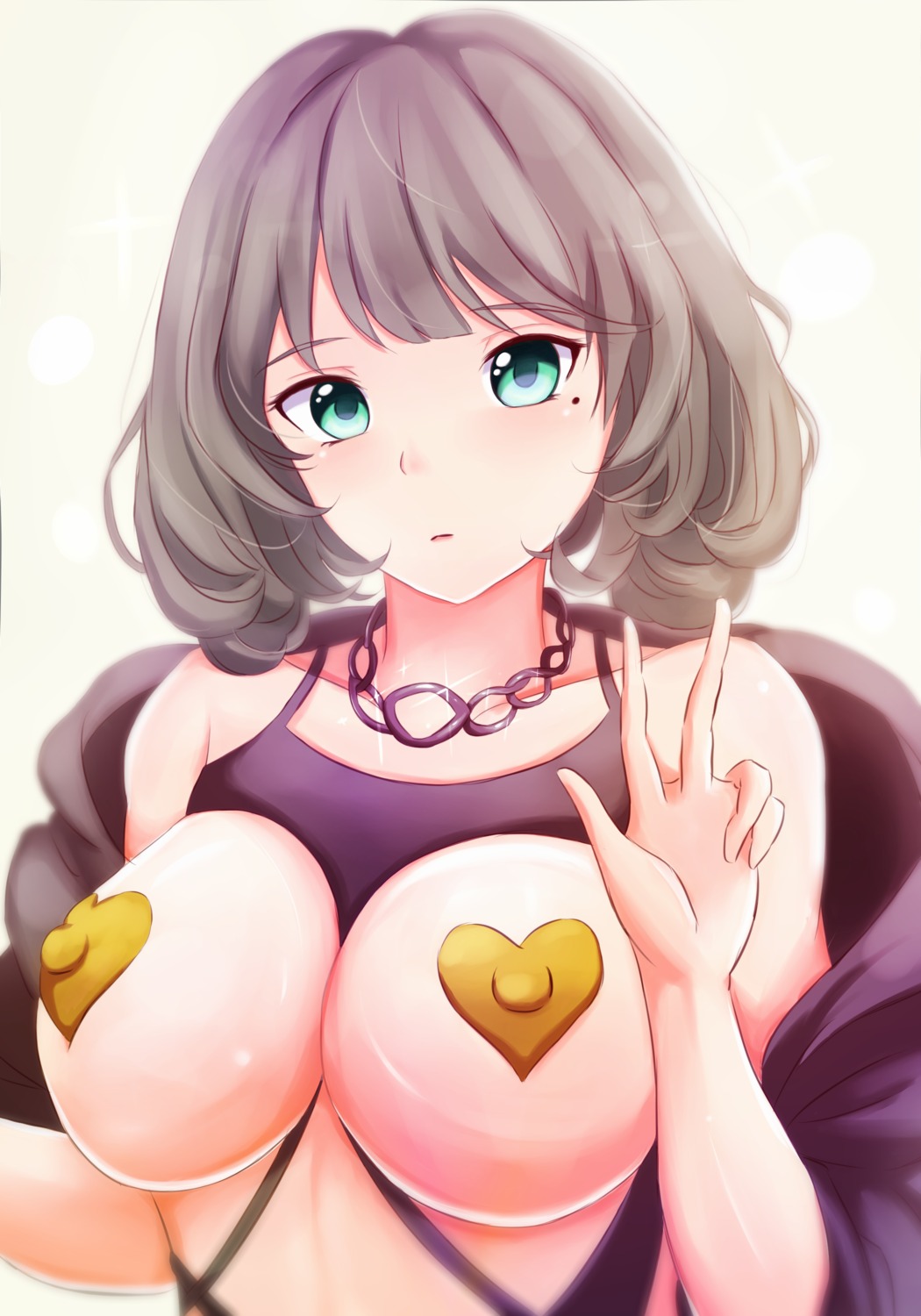 breasts erect_nipples no_bra open_shirt pasties takagaki_kaede the_idolm@ster the_idolm@ster_cinderella_girls yeyebirdie