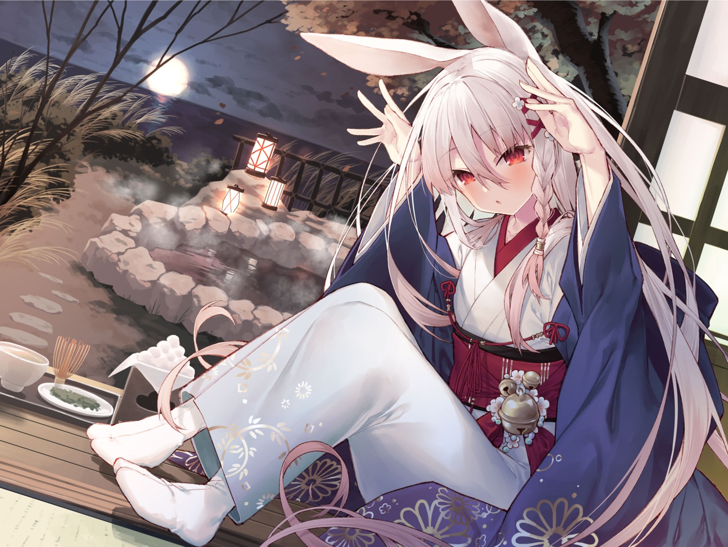 animal_ears bunny_ears kimono onsen tokuno_yuika