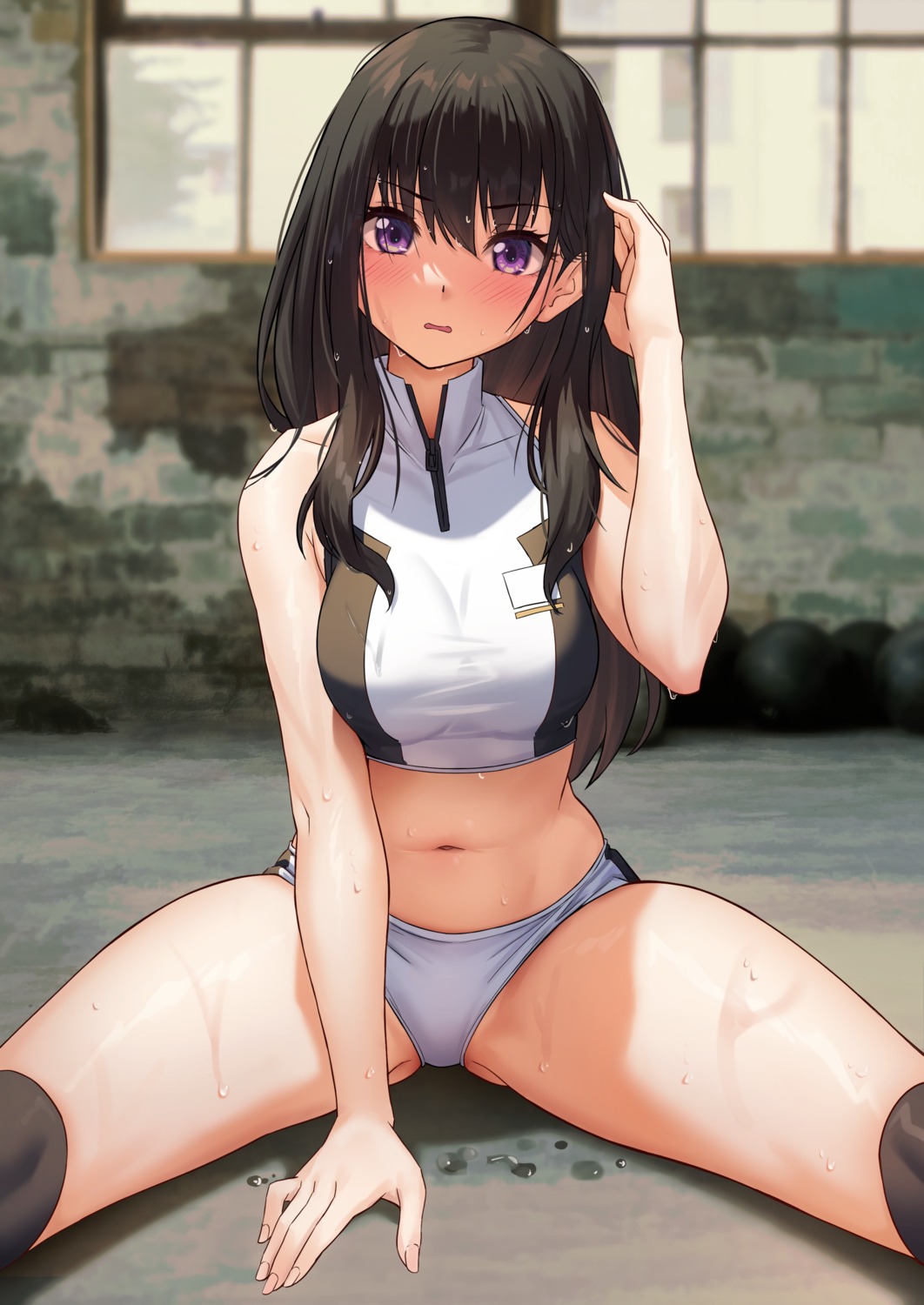 artist_revision buruma gym_uniform inoue_takina lycoris_recoil solar_(happymonk) thighhighs wet