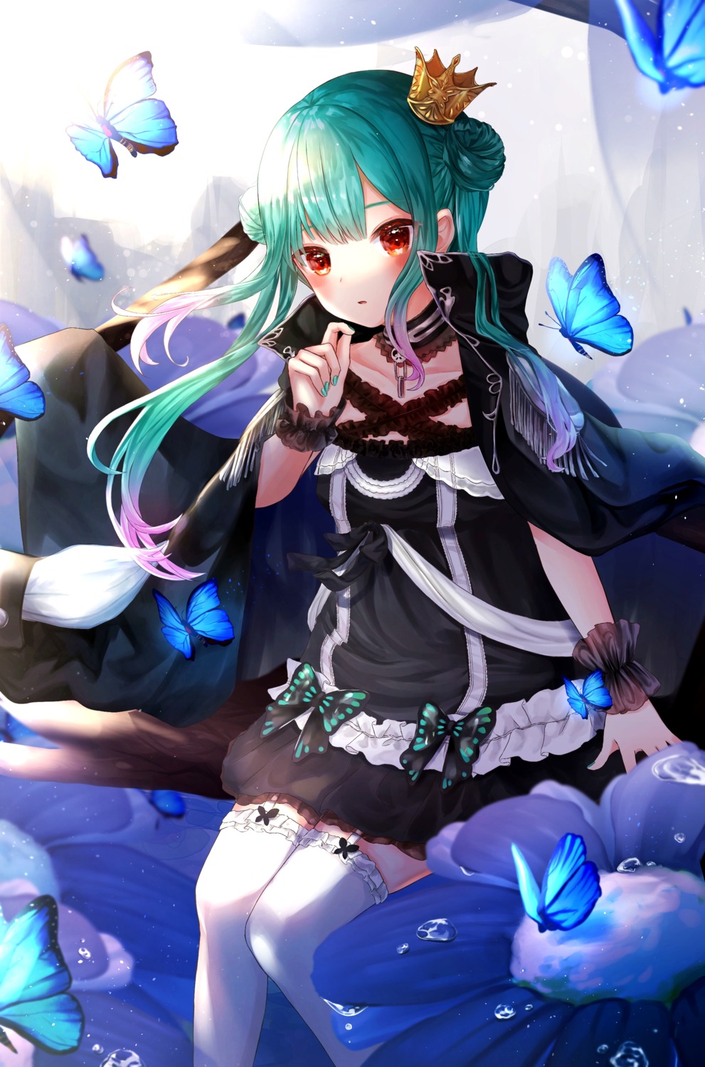 dress gothic_lolita hololive lolita_fashion shinakou stockings thighhighs uruha_rushia