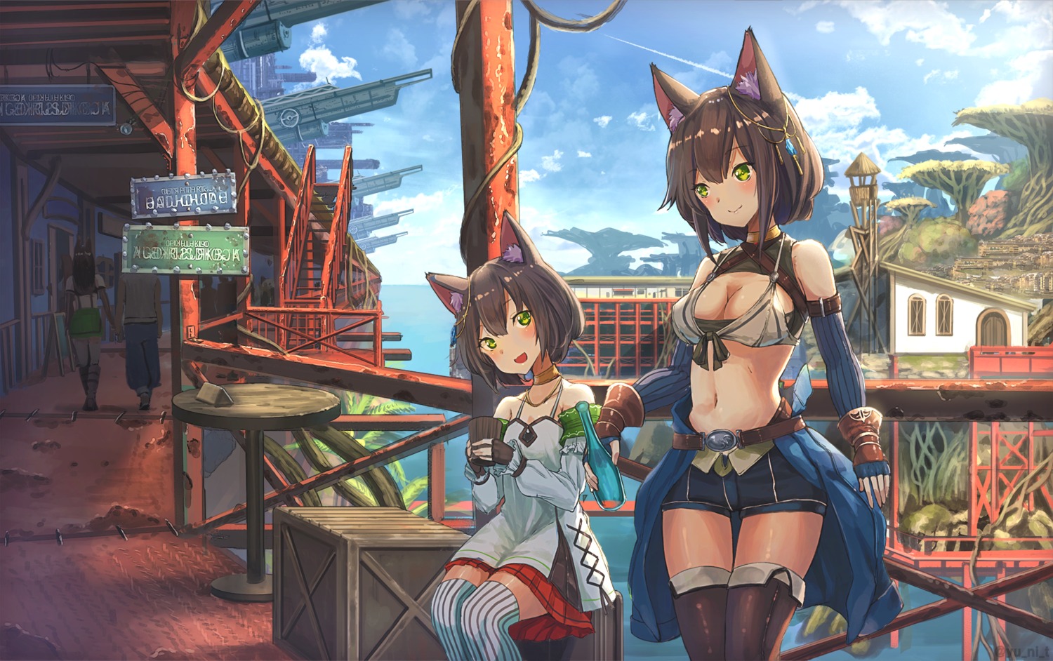 animal_ears cleavage thighhighs yu_ni_t