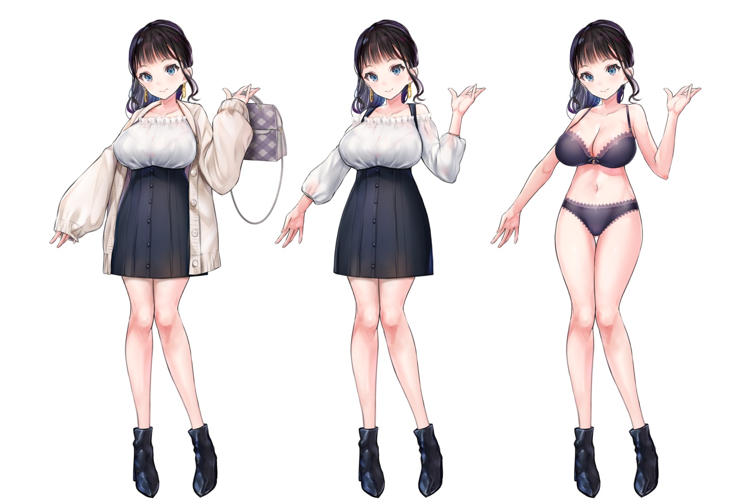 bra character_design heels mappaninatta pantsu see_through sweater