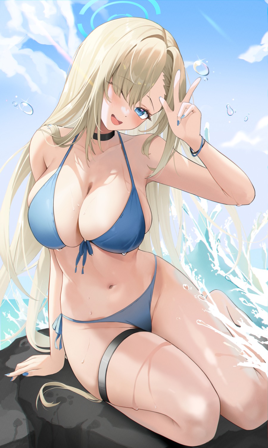 atom_mtoa bikini blue_archive garter halo ichinose_asuna swimsuits