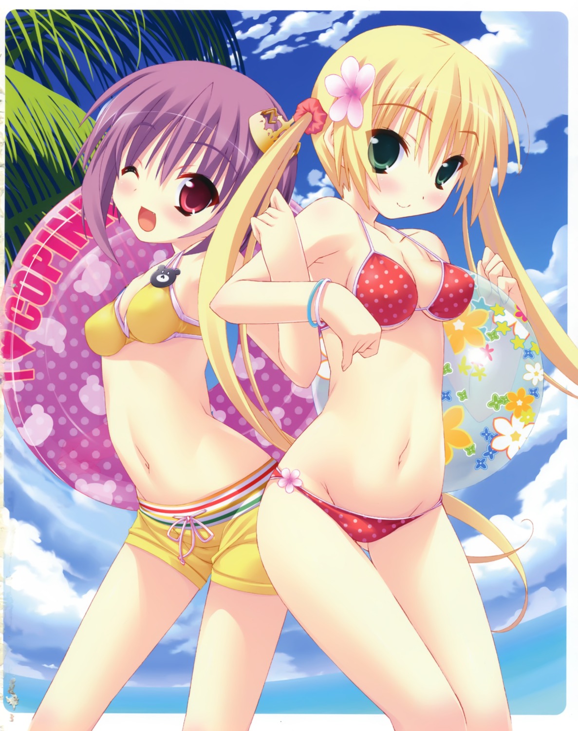 bikini bikini_top cleavage kannagi_rei macaron misa_brigitta_cristelis swimsuits twinkle_crusaders