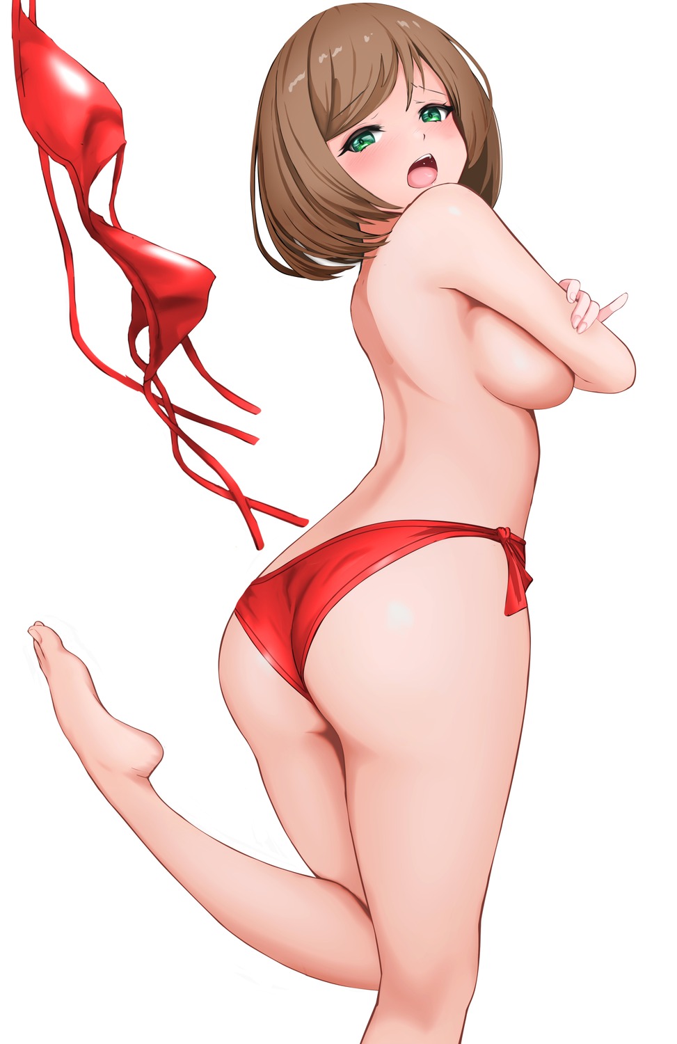 ass bikini breast_hold gibun_(sozoshu) maicching_machiko-sensei swimsuits topless