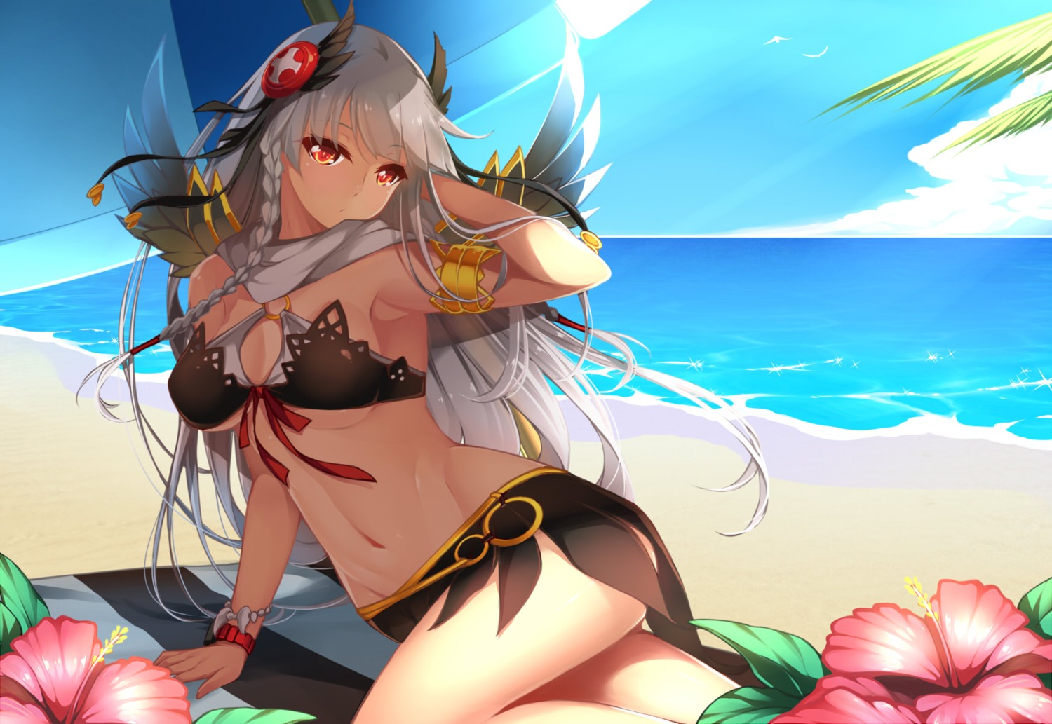 bikini cleavage dean puzzle_&_dragons swimsuits underboob valkyrie_(p&d) wings