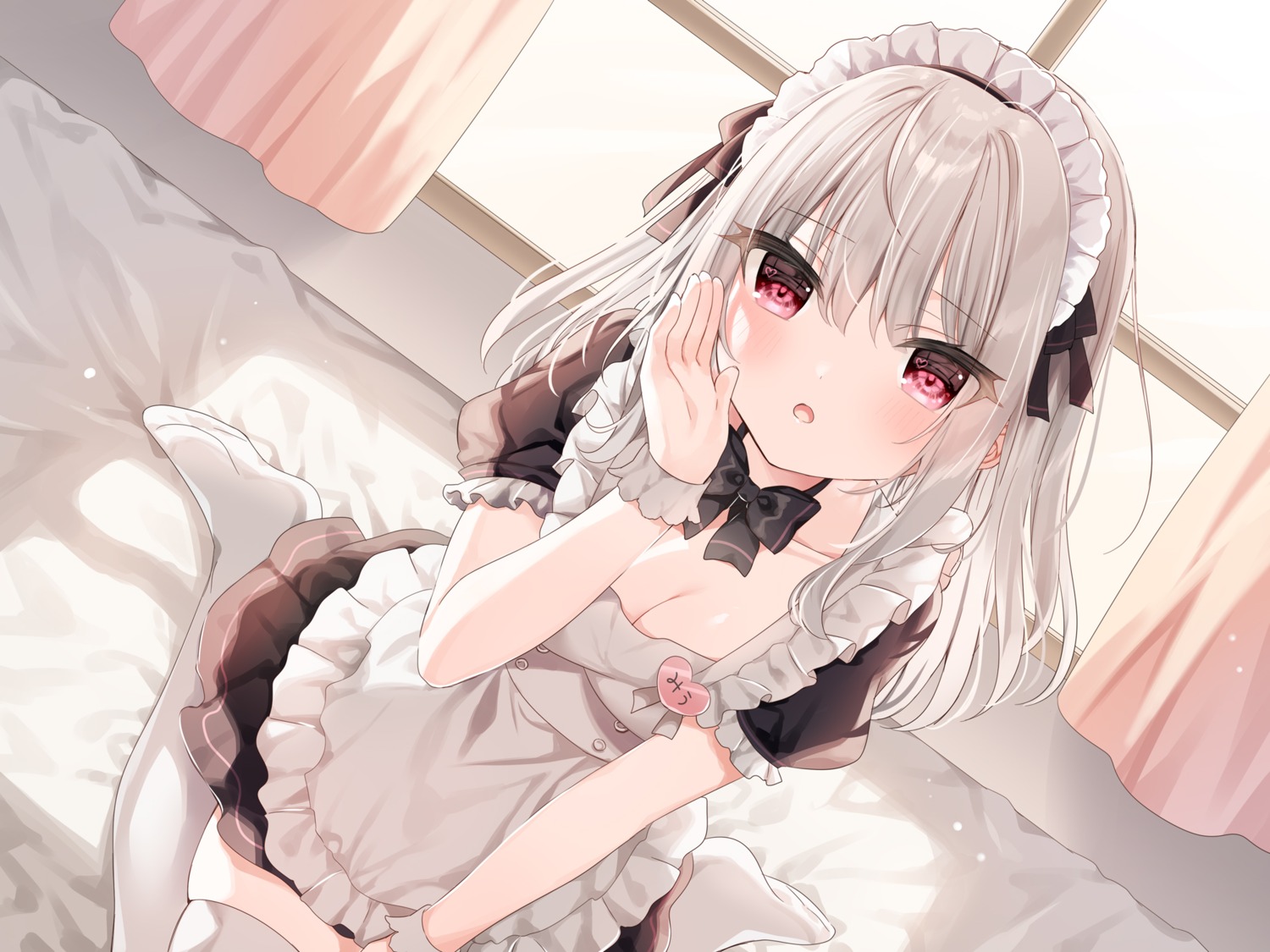 cleavage mafuyu_(chibi21) maid thighhighs