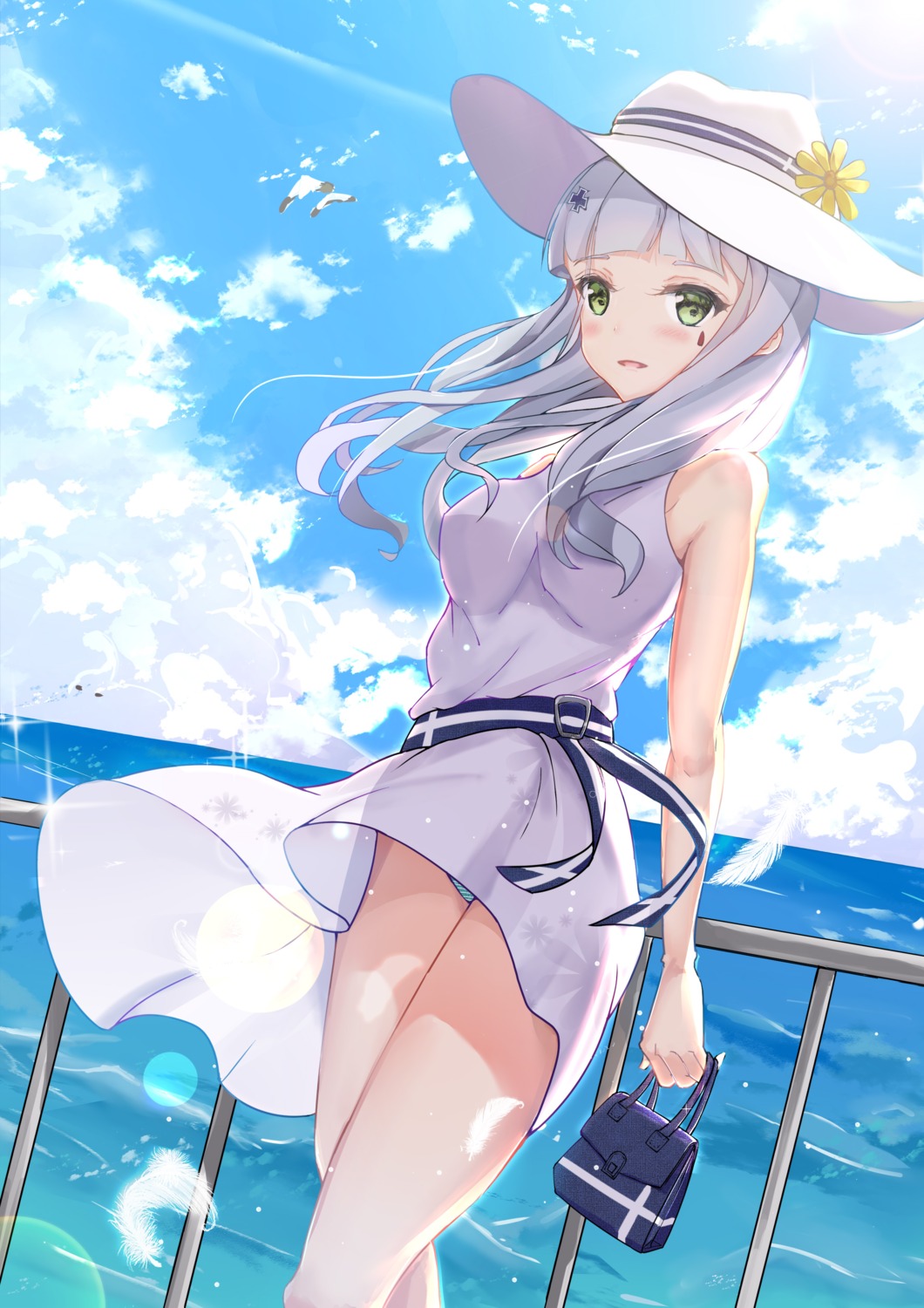 dress girls_frontline hk416_(girls_frontline) locked_boy pantsu skirt_lift summer_dress