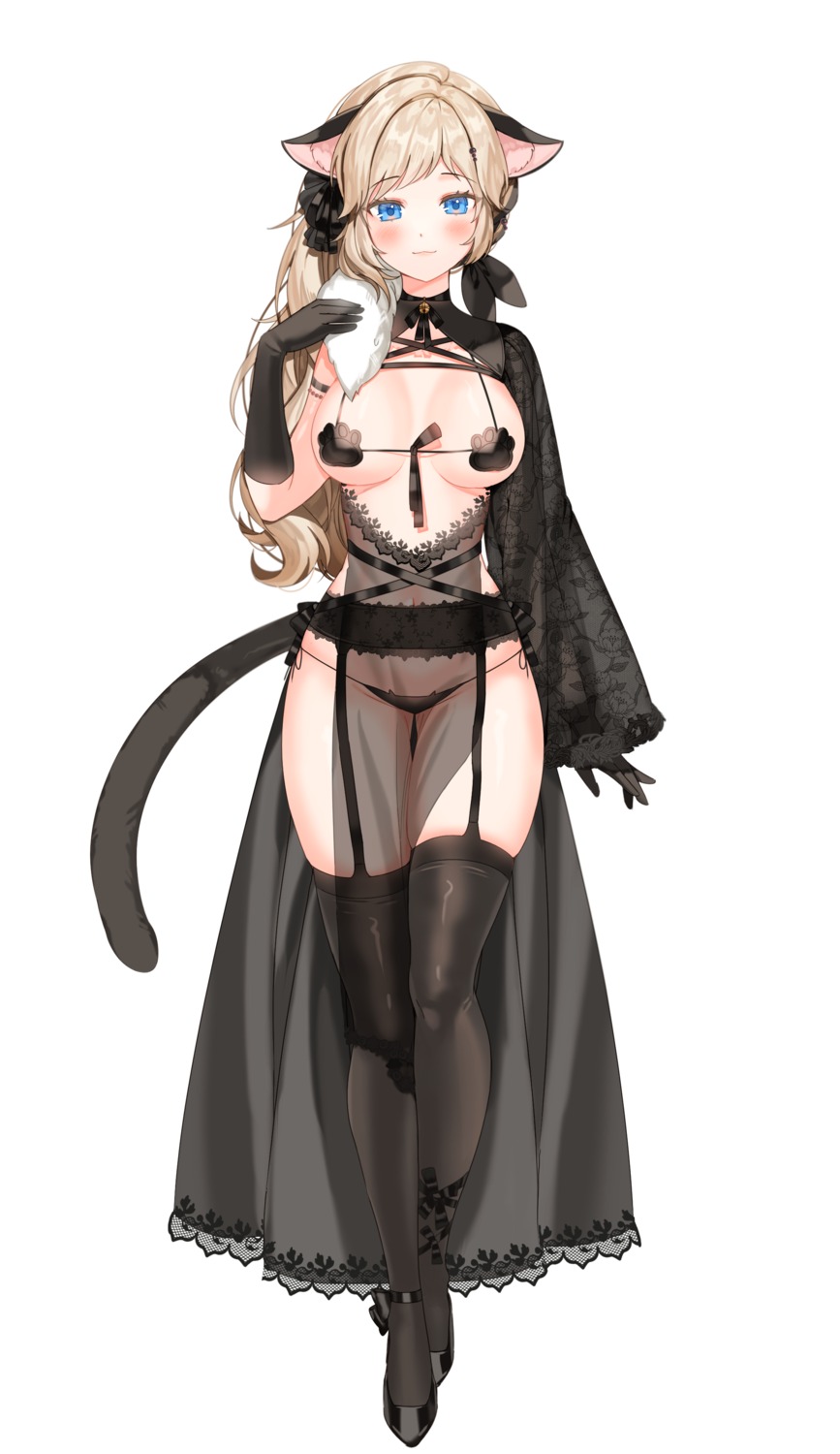 animal_ears bra garter_belt keras_nero nekomimi pantsu see_through stockings string_panties tagme tail thighhighs