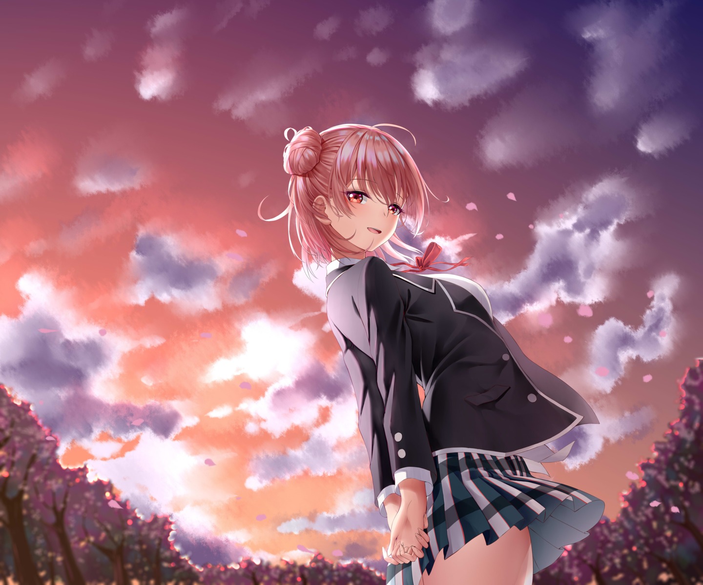 chitu_hefeng_zhong seifuku skirt_lift yahari_ore_no_seishun_lovecome_wa_machigatteiru. yuigahama_yui