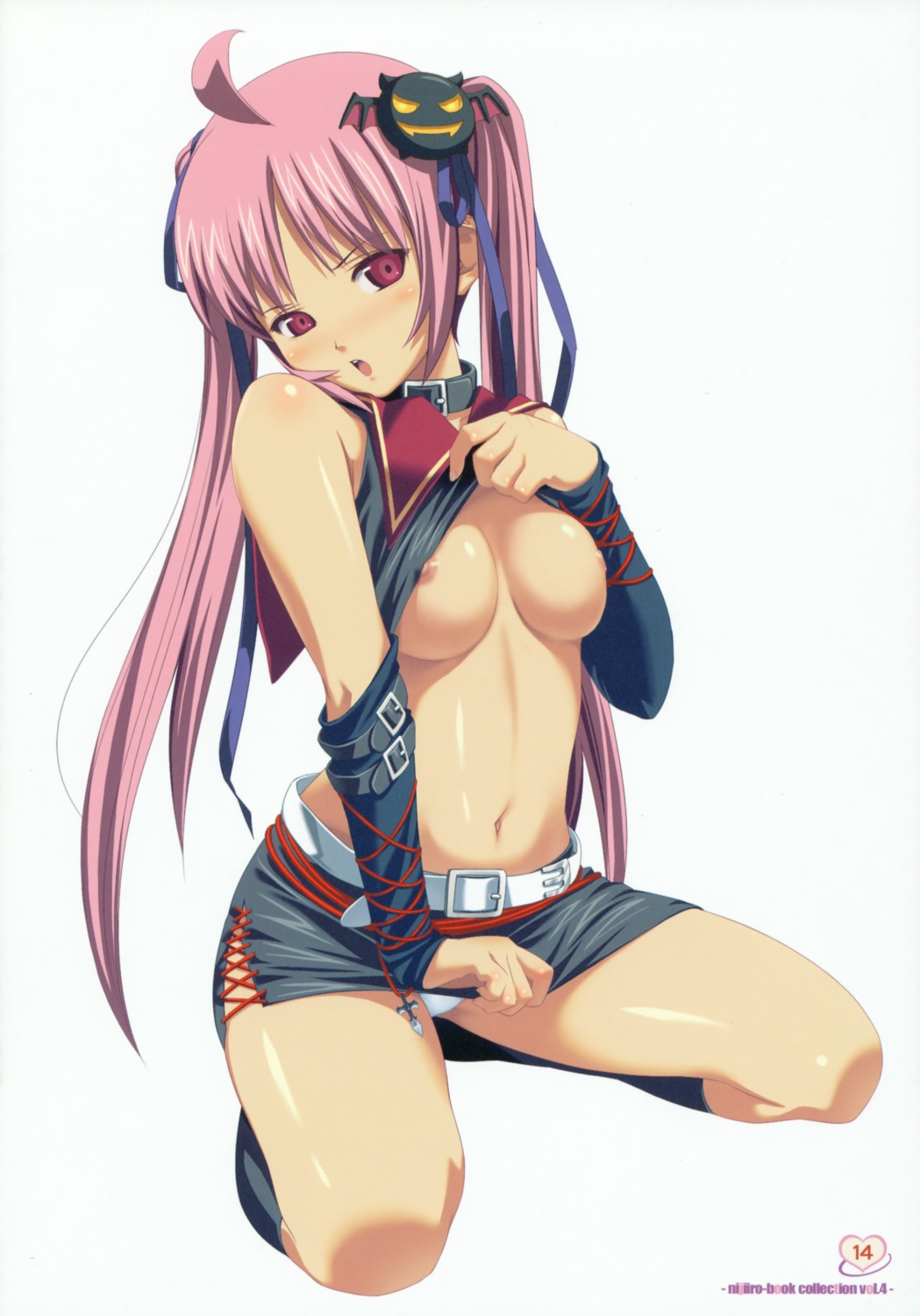 breasts koutaro nijiiro_zakura nipple_slip nipples no_bra pantsu shirt_lift