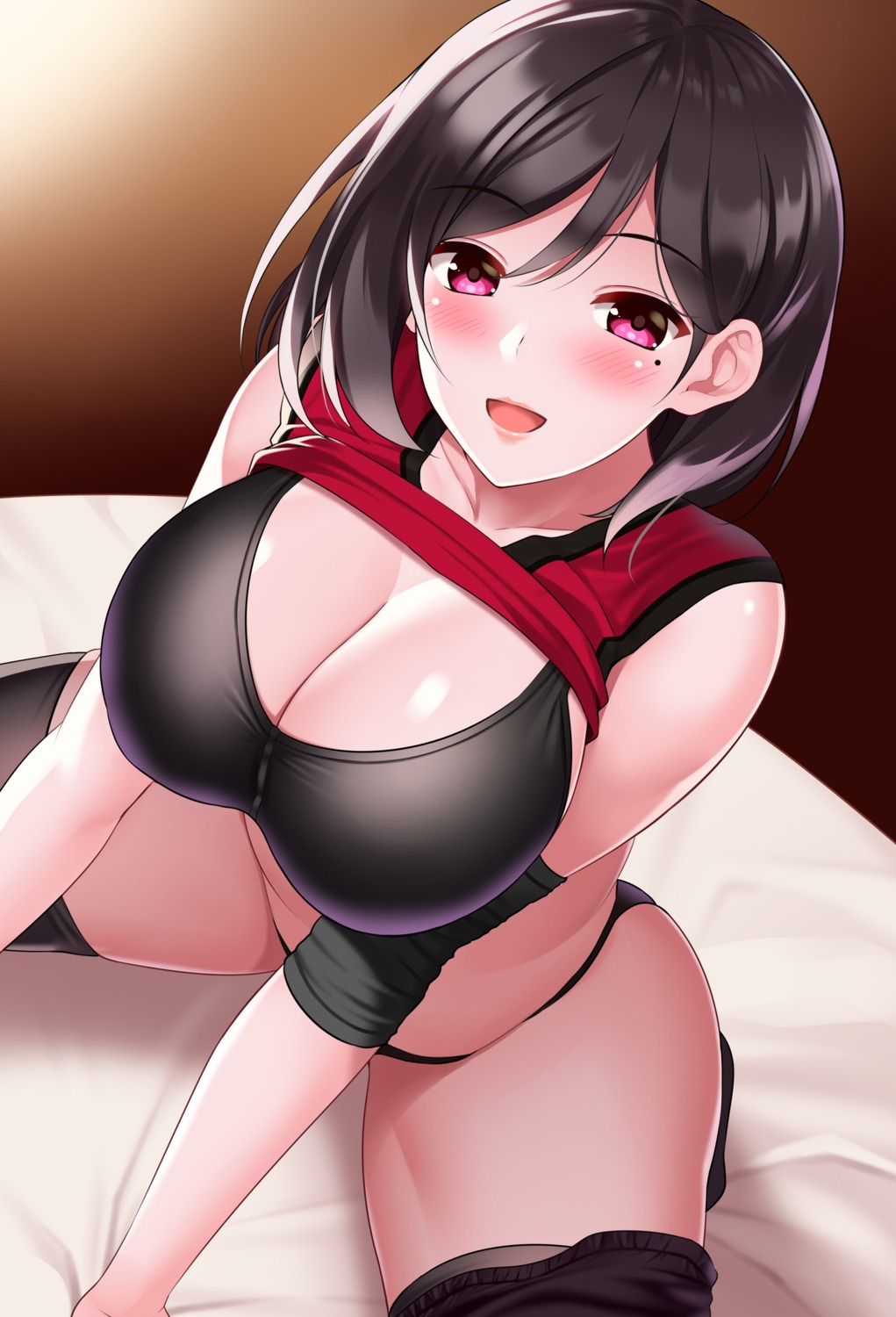 bra cleavage gym_uniform huyumitsu pantsu shirt_lift thighhighs