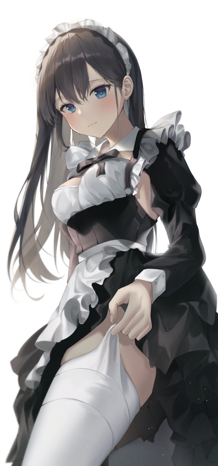 duyu maid no_bra skirt_lift thighhighs