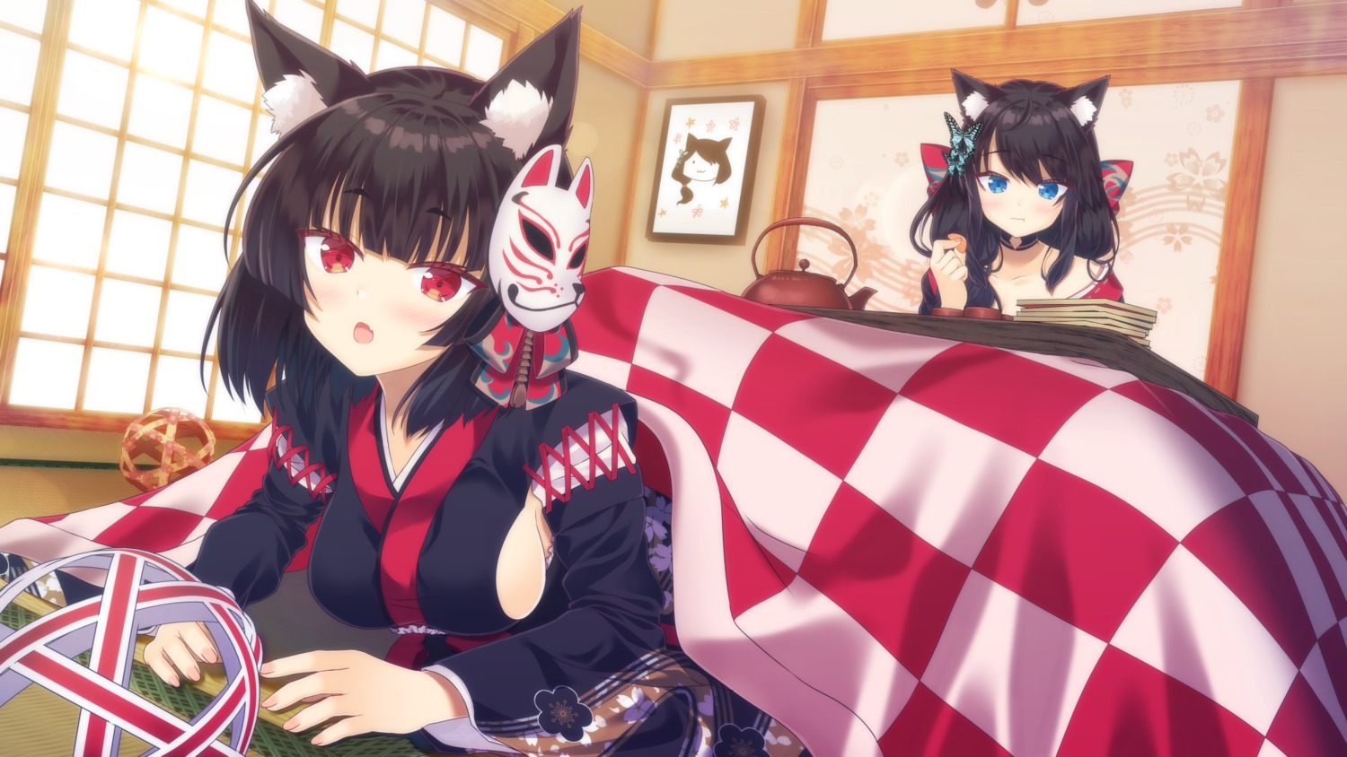 animal_ears azur_lane fusou_(azur_lane) japanese_clothes kisshii yamashiro_(azur_lane)