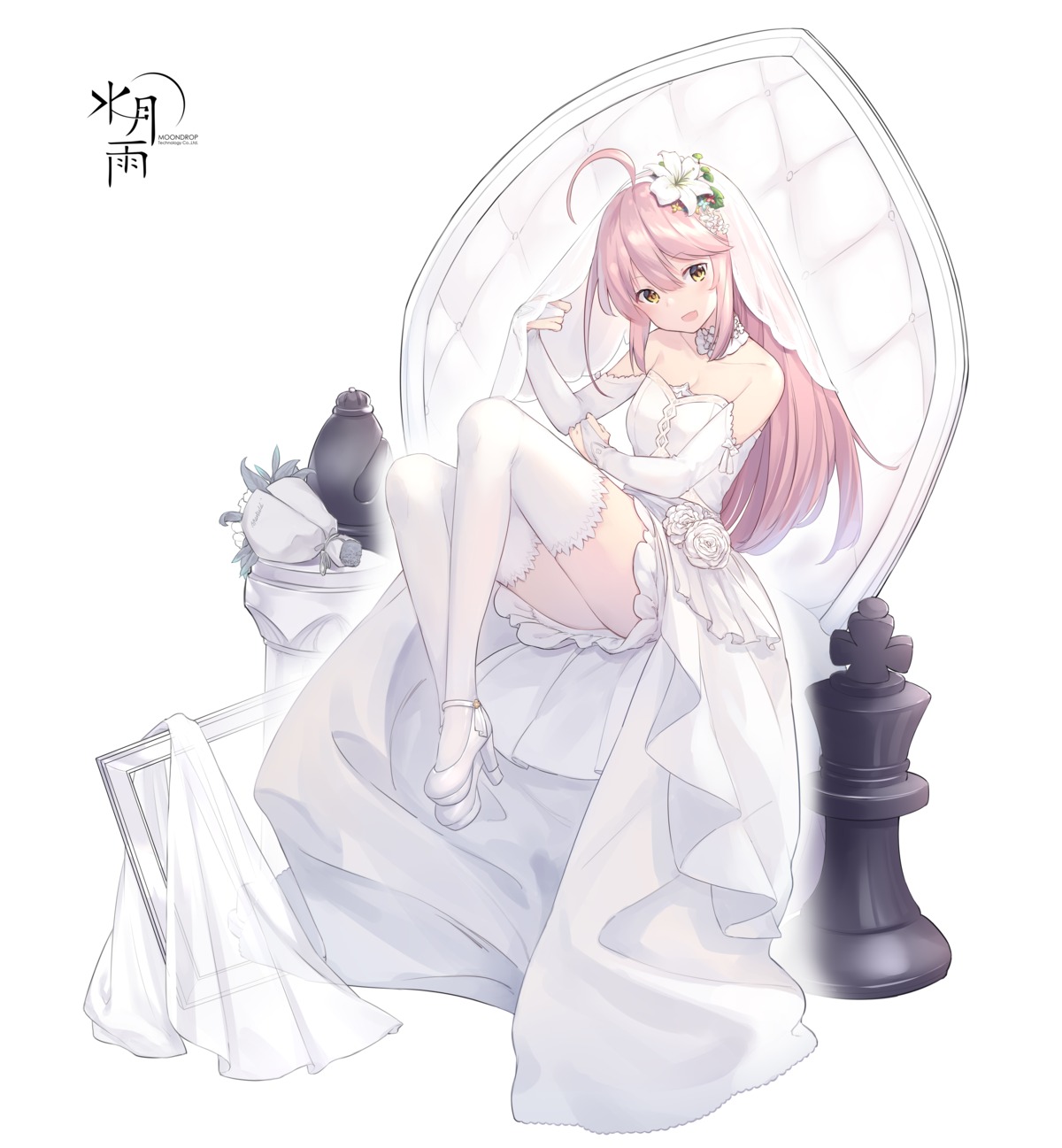 ass cleavage dress heels no_bra nopan skirt_lift thighhighs wedding_dress xiaotian_lingmeng