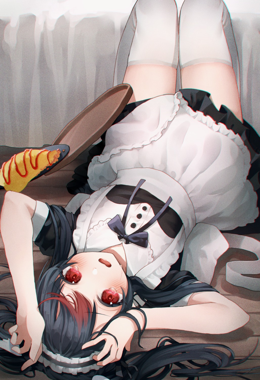 maid ningen_mame skirt_lift thighhighs