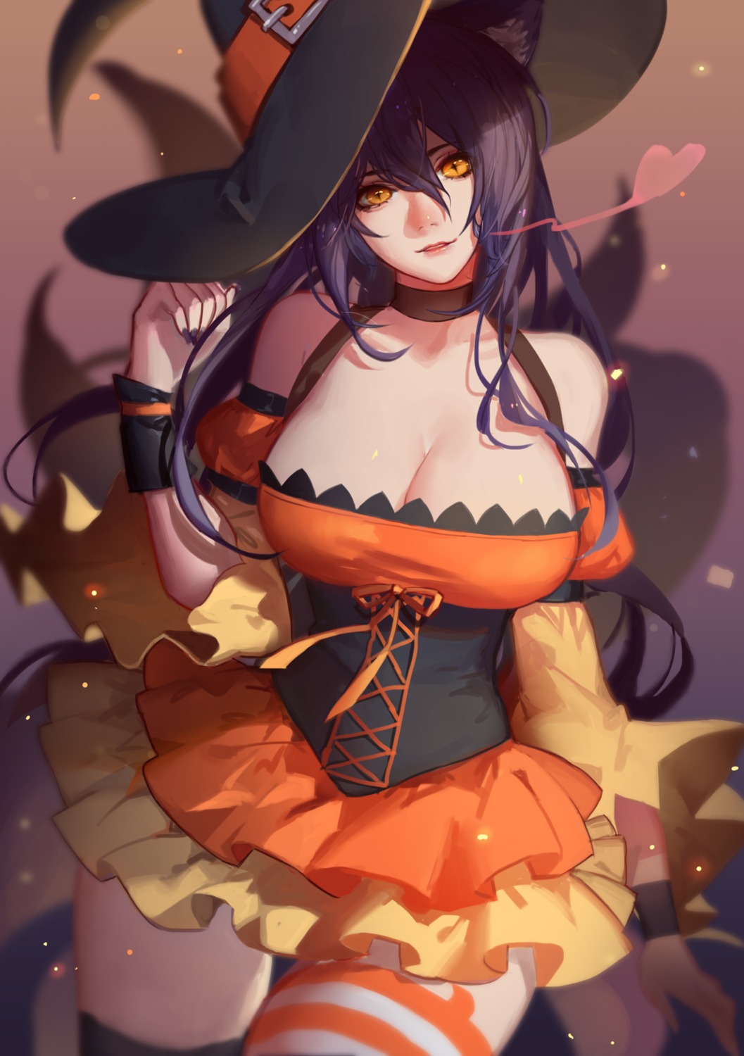 ahri cleavage dress league_of_legends songjikyo thighhighs witch
