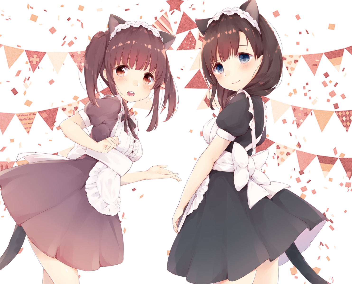 animal_ears azuki_(krps-hano) maid nekomimi ogata_chieri sakuma_mayu tail the_idolm@ster the_idolm@ster_cinderella_girls