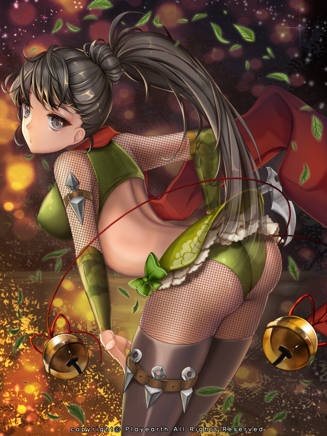 ass fishnets kaizin_rumble ninja primcoco thighhighs weapon