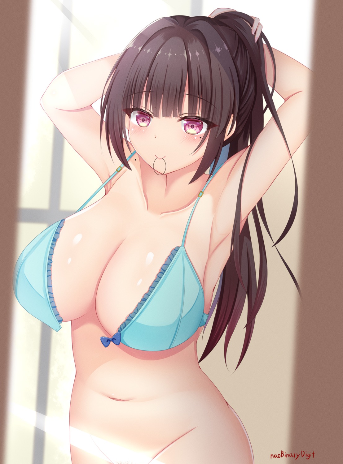 bottomless bra censored nao_(naobinarydigit) pubic_hair wardrobe_malfunction