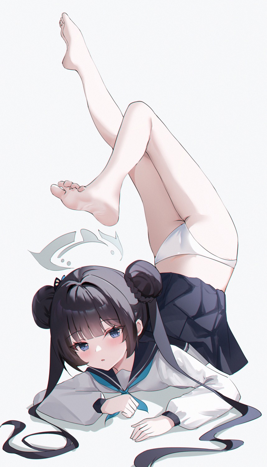 ass blue_archive feet halo loli pantsu ryuuge_kisaki seifuku skirt_lift usagi_(786113654) wardrobe_malfunction