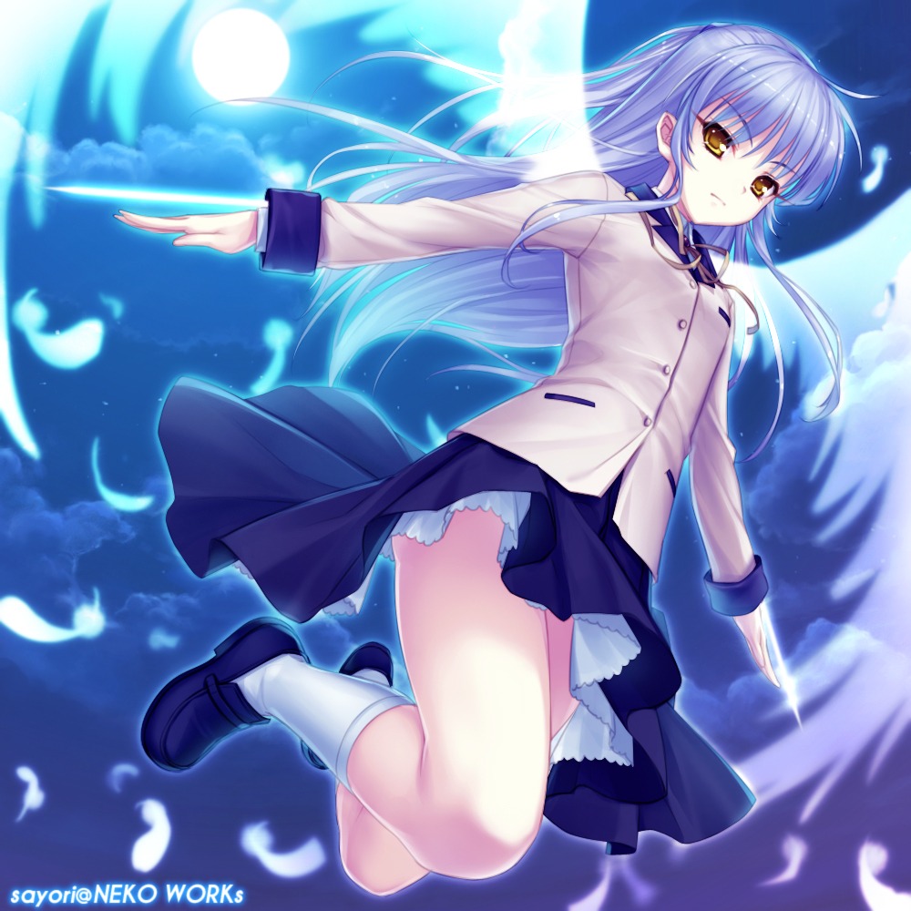 angel_beats! sayori seifuku tachibana_kanade wings