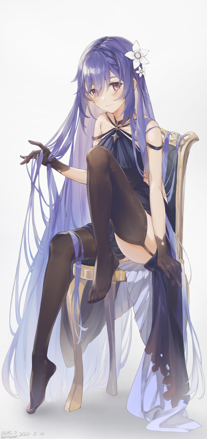 dress genshin_impact keqing stockings swkl:d thighhighs