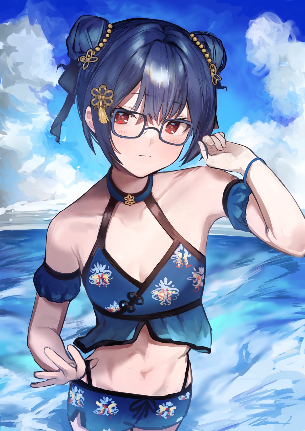 bikini megane morino_rinze swimsuits the_idolm@ster the_idolm@ster_shiny_colors uouokuma