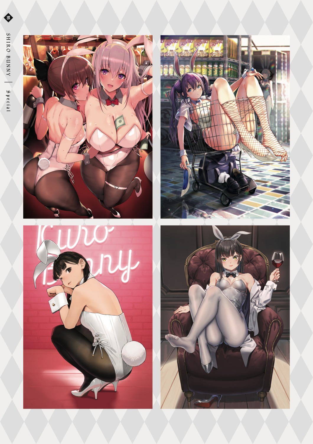 animal_ears ass blue_gk bunny_ears bunny_girl fangxiang_cuoluan feet fishnets garter heels mappaninatta no_bra pantyhose tail yom